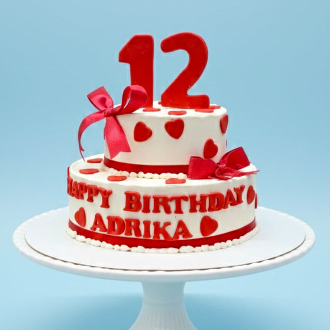 Red Love Number Celebration Cake