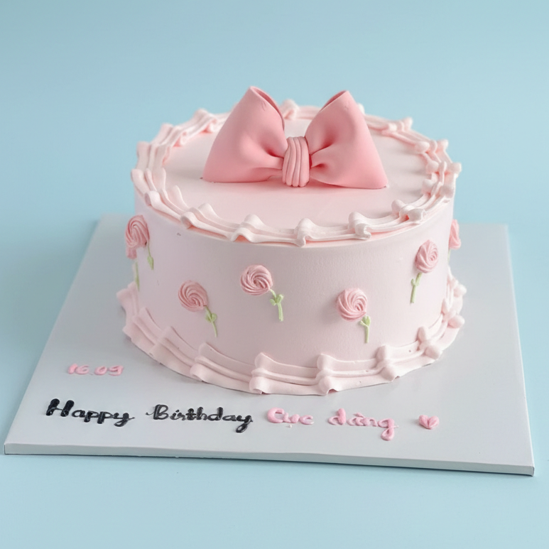 Pink Bow Birthday Delight Cake