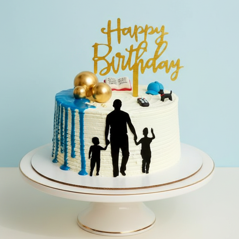 Family Silhouette Birthday Cake