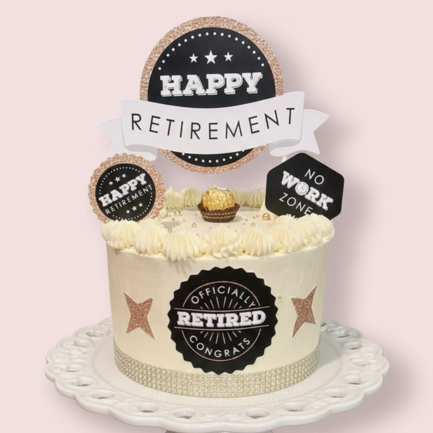 Happy Retirement Badge Cake