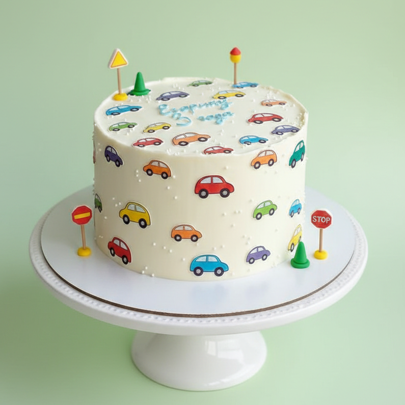 Tiny Wheels Celebration Cake