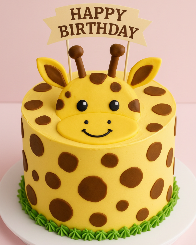 Happy Giraffe Birthday Smiles Cake