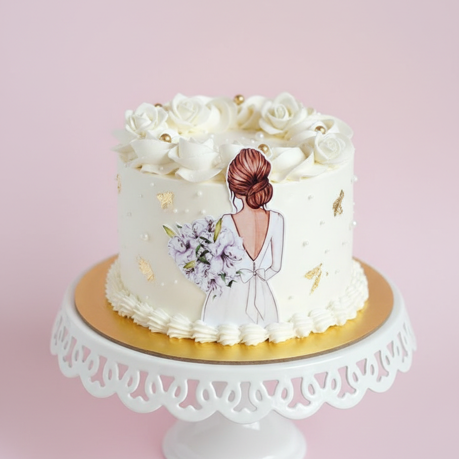 Floral Bride Silhouette Cake