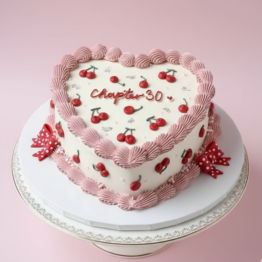 Cherry Love Heart Cake