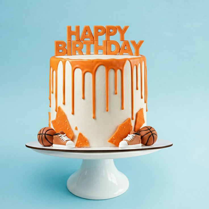 Basketball Birthday Cake with Sticks