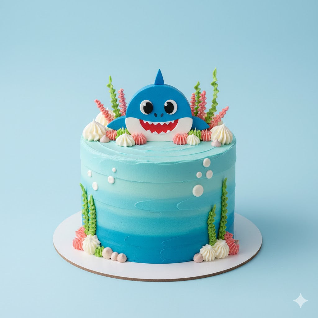 Blue Shark Birthday Cake