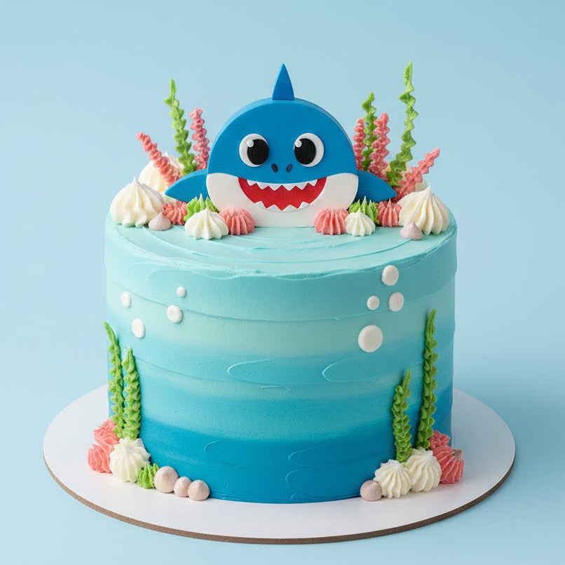 Blue Shark Birthday Cake