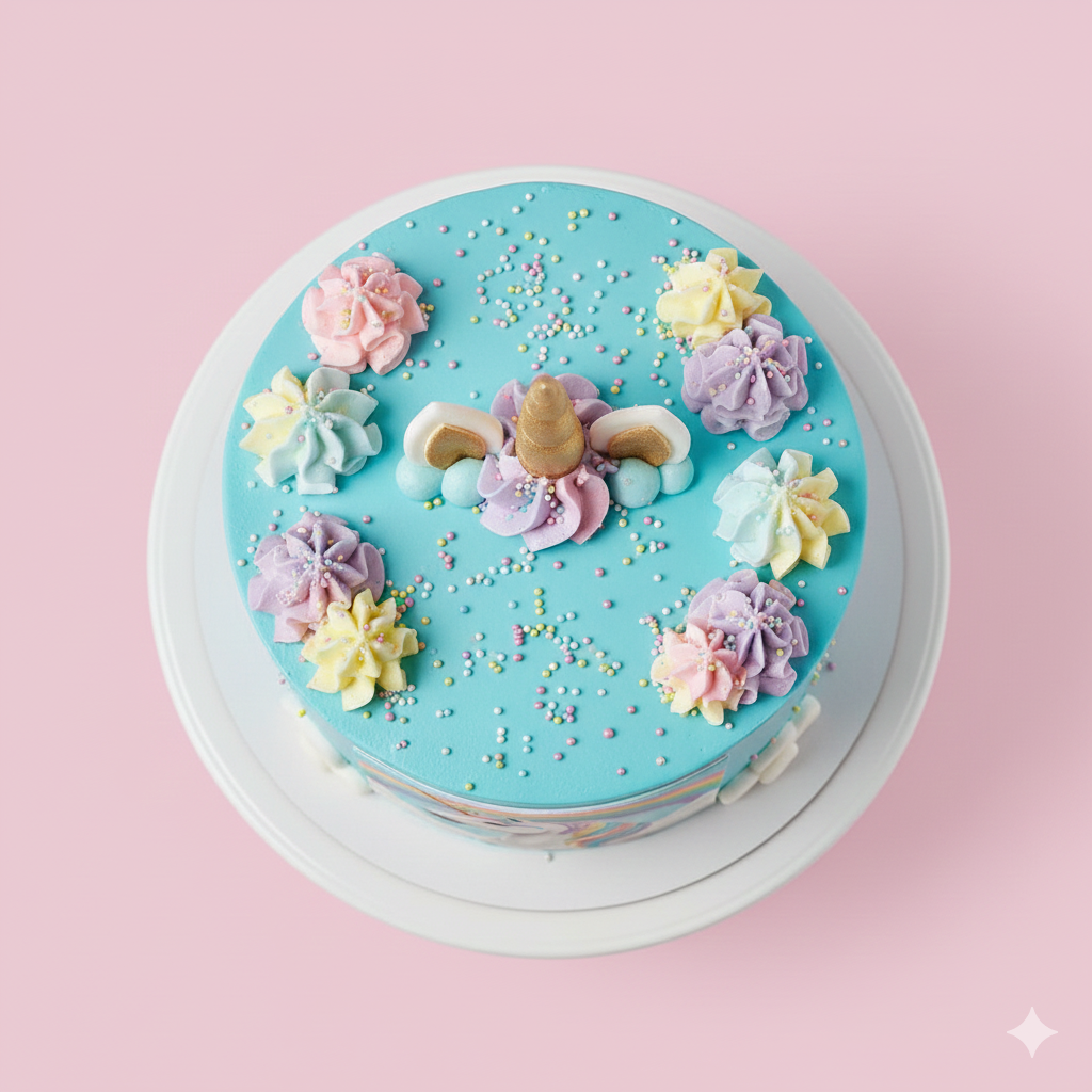 Blue Sprinkle Unicorn Cake