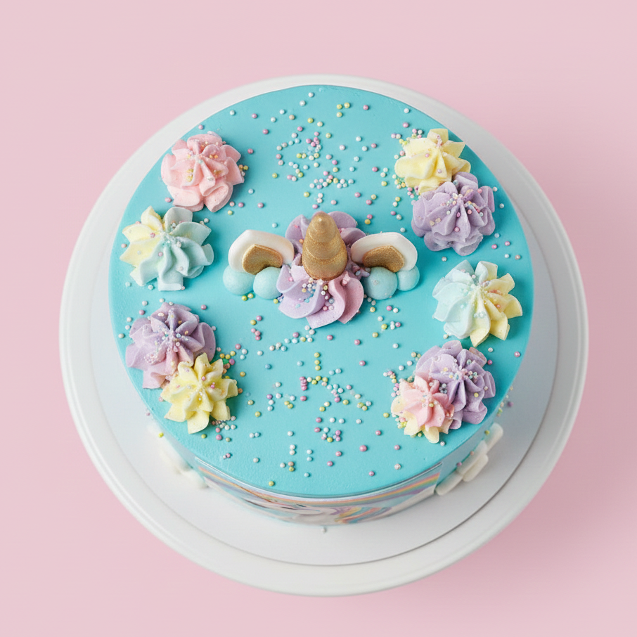 Blue Sprinkle Unicorn Cake