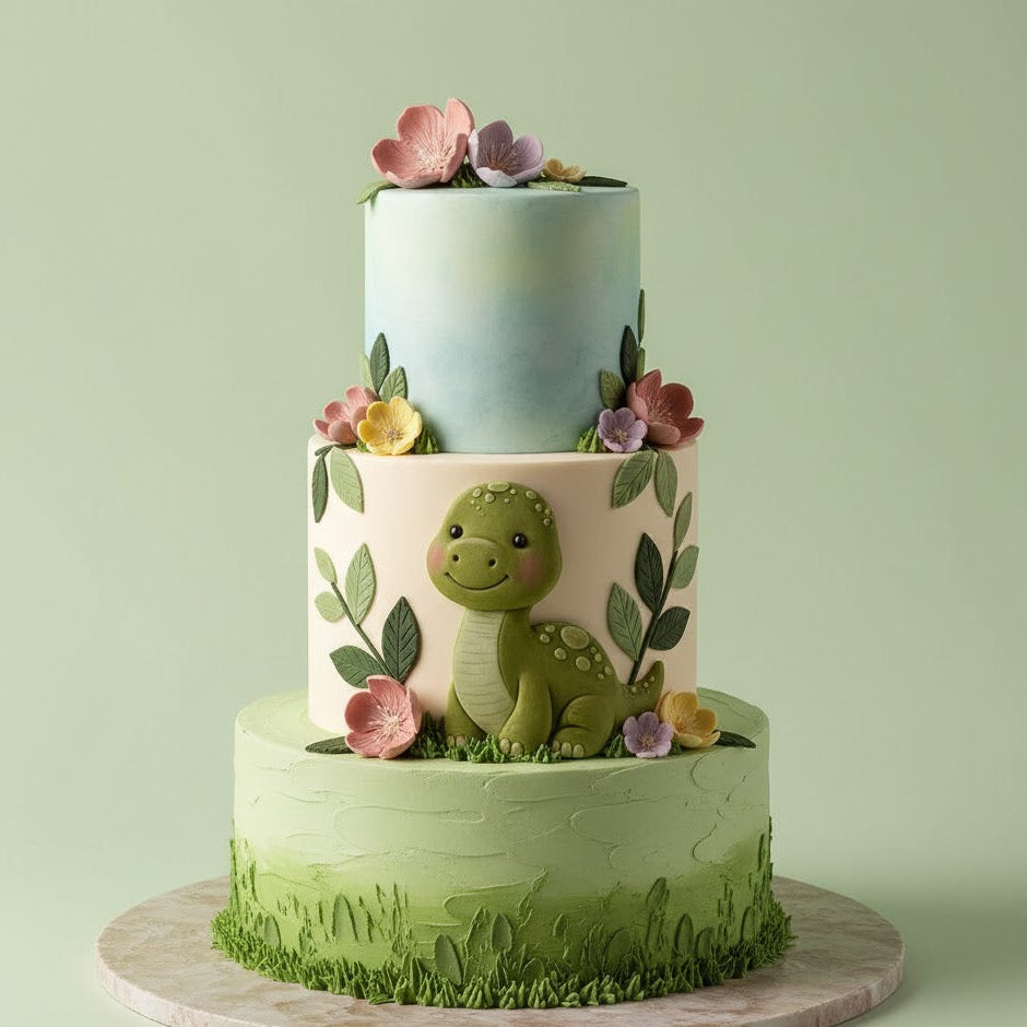 Cute Herbivore Dino Cake