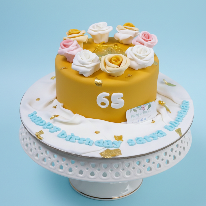 Golden Garden Monogram Cake
