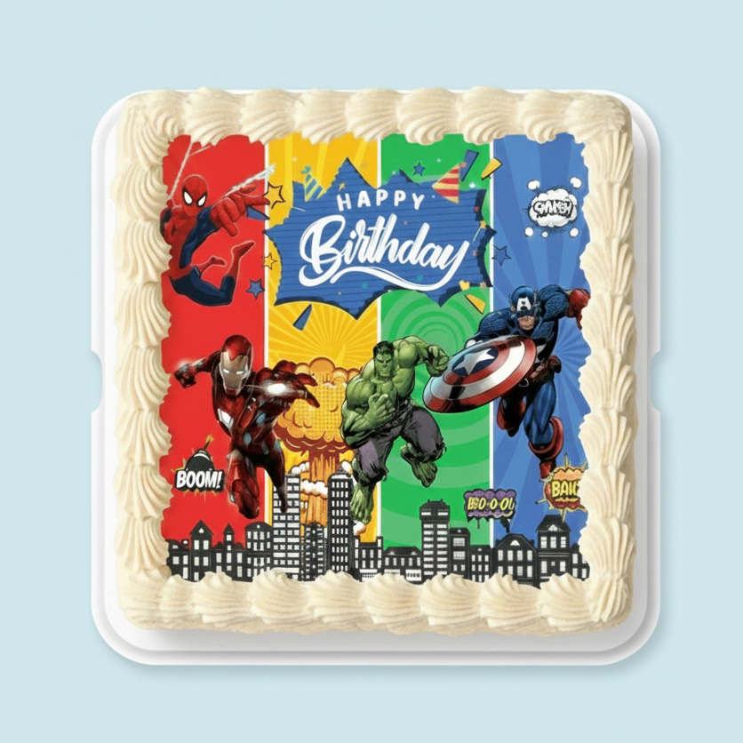 Comic Hero Block Cake