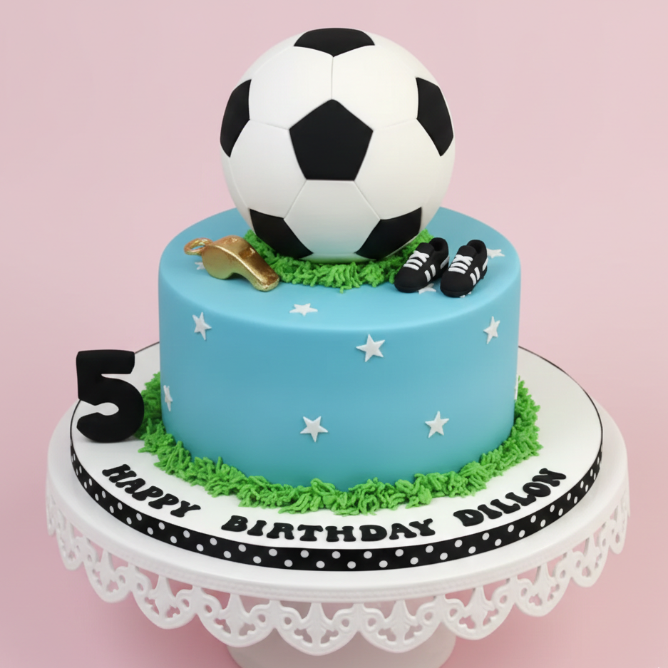 Football Top Blue Round Cake