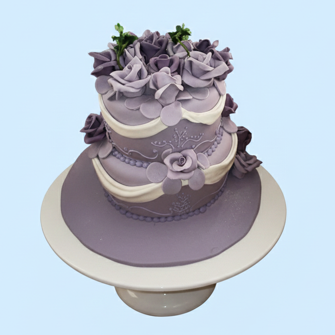 Purple Wedding Flower Cake