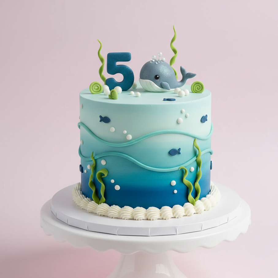 Number Five Ocean Cake