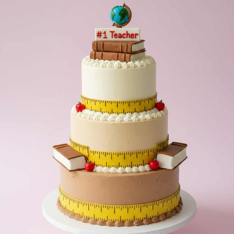 Teacher Ruler & Books Cake