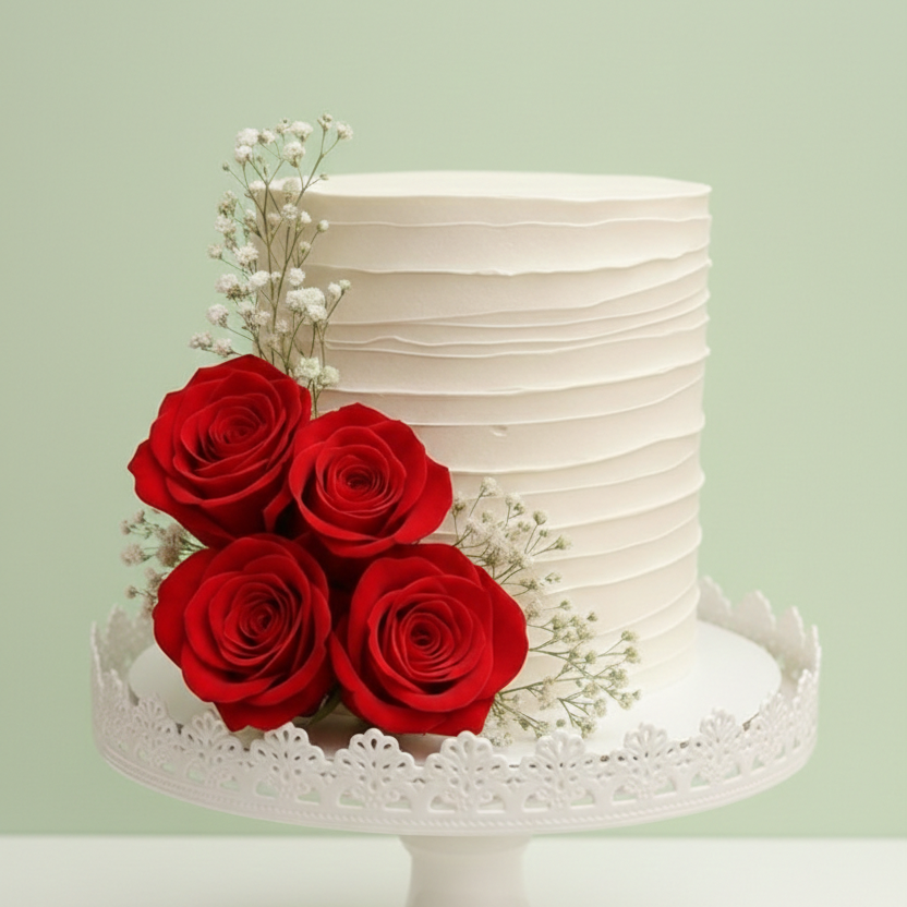 Crimson Rose Cascade Cake