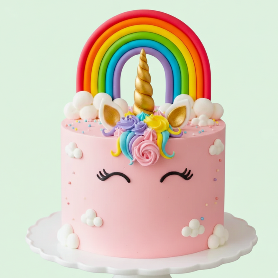 Pink Rainbow Unicorn Cake