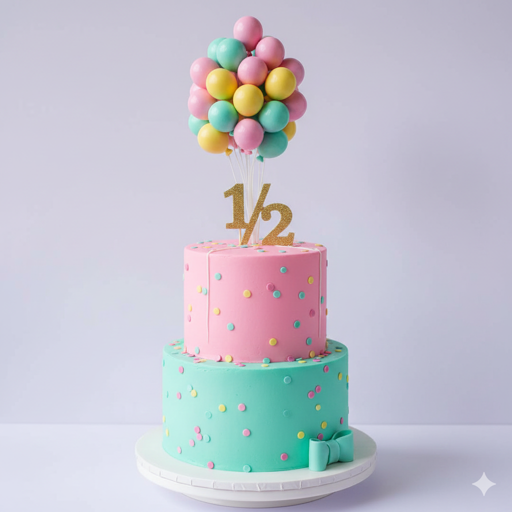 Half Balloon Burst Cake