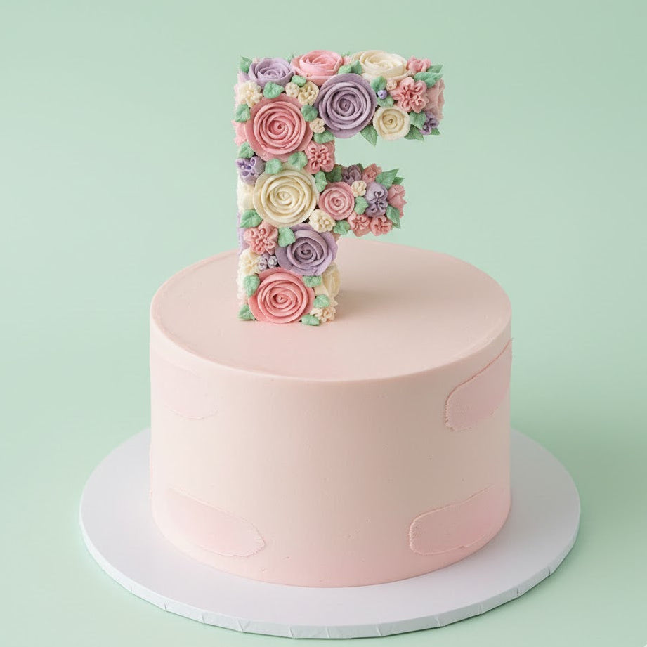 Letter F Floral Cake