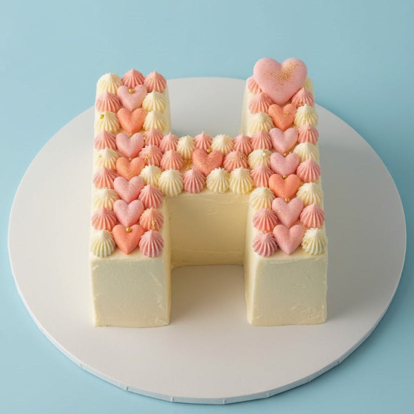 Letter H Heart Cake