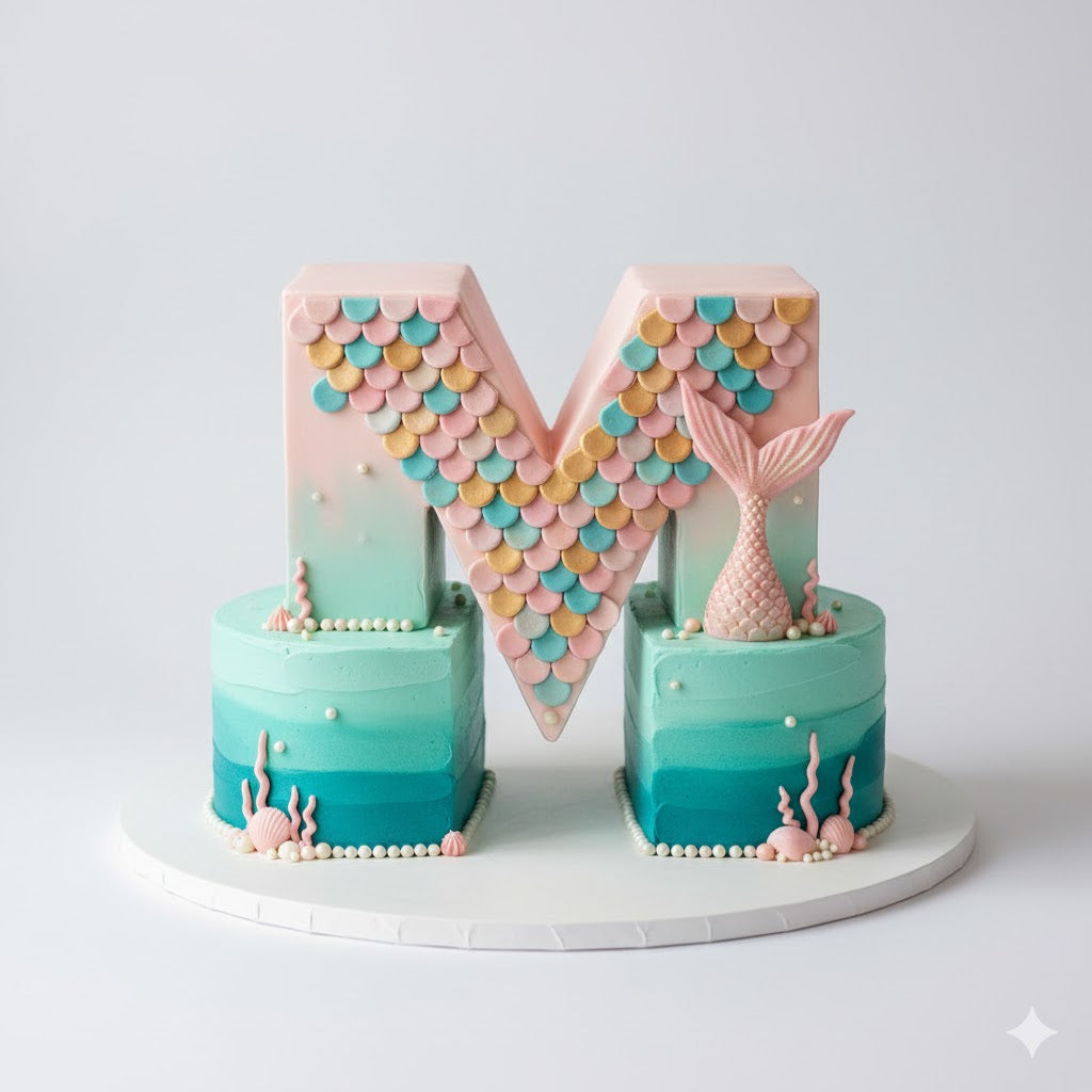 Letter M Mermaid Cake