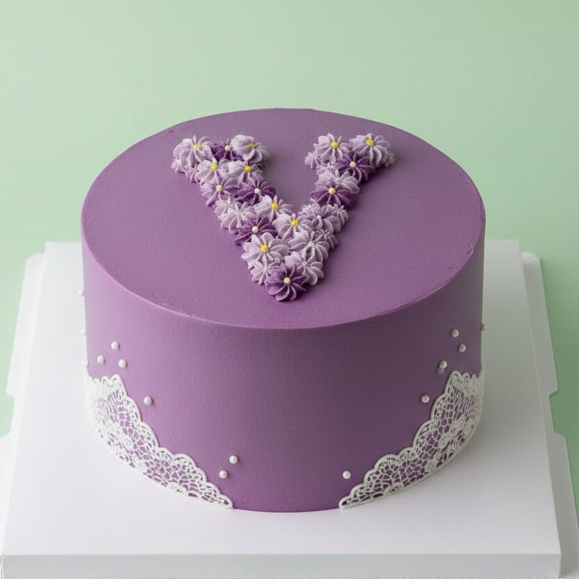 Letter V Violet Cake