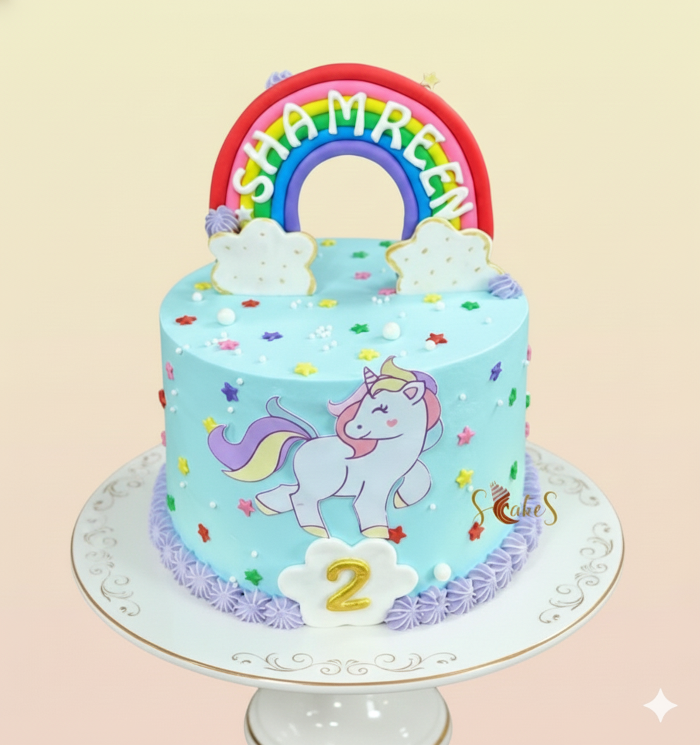 Minimal Rainbow Unicorn Cake