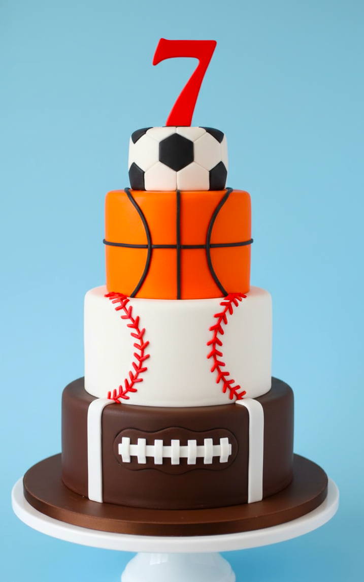 Number 7 Basketball Character Cake