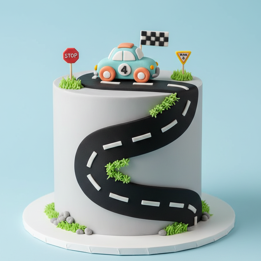 Number Four Car Cake
