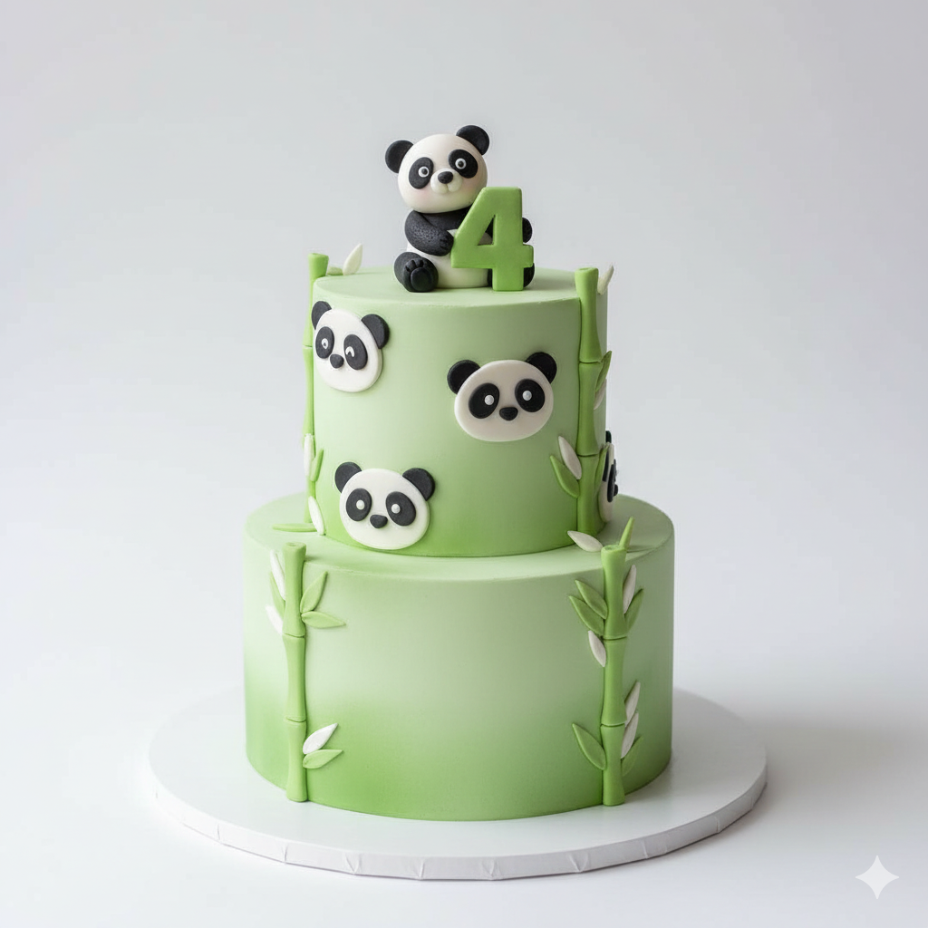 Number Four Panda Cake