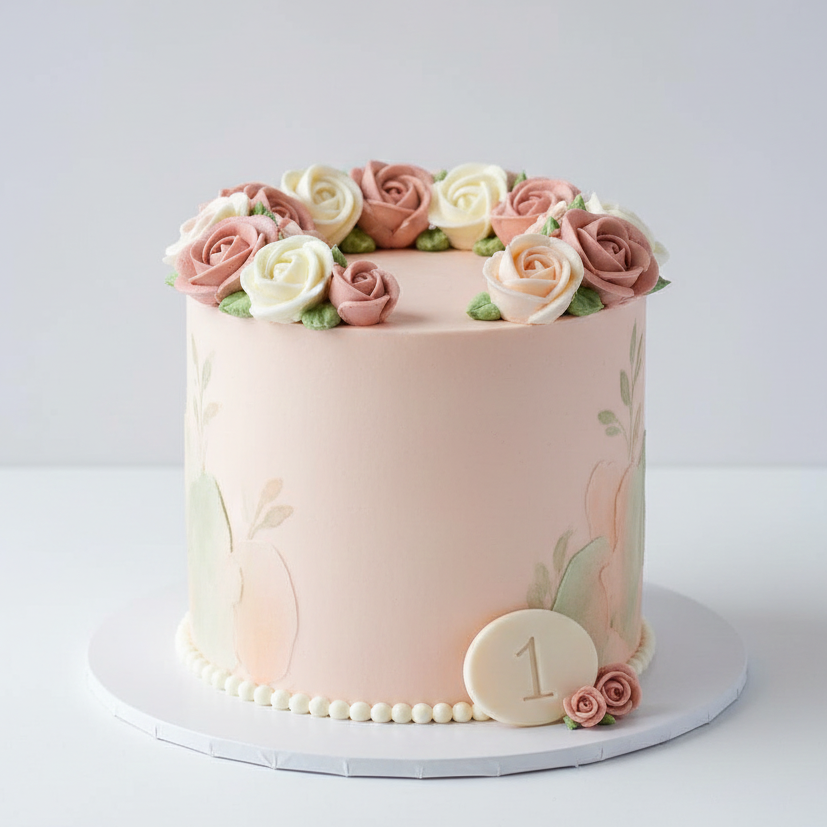 Number One Floral Cake