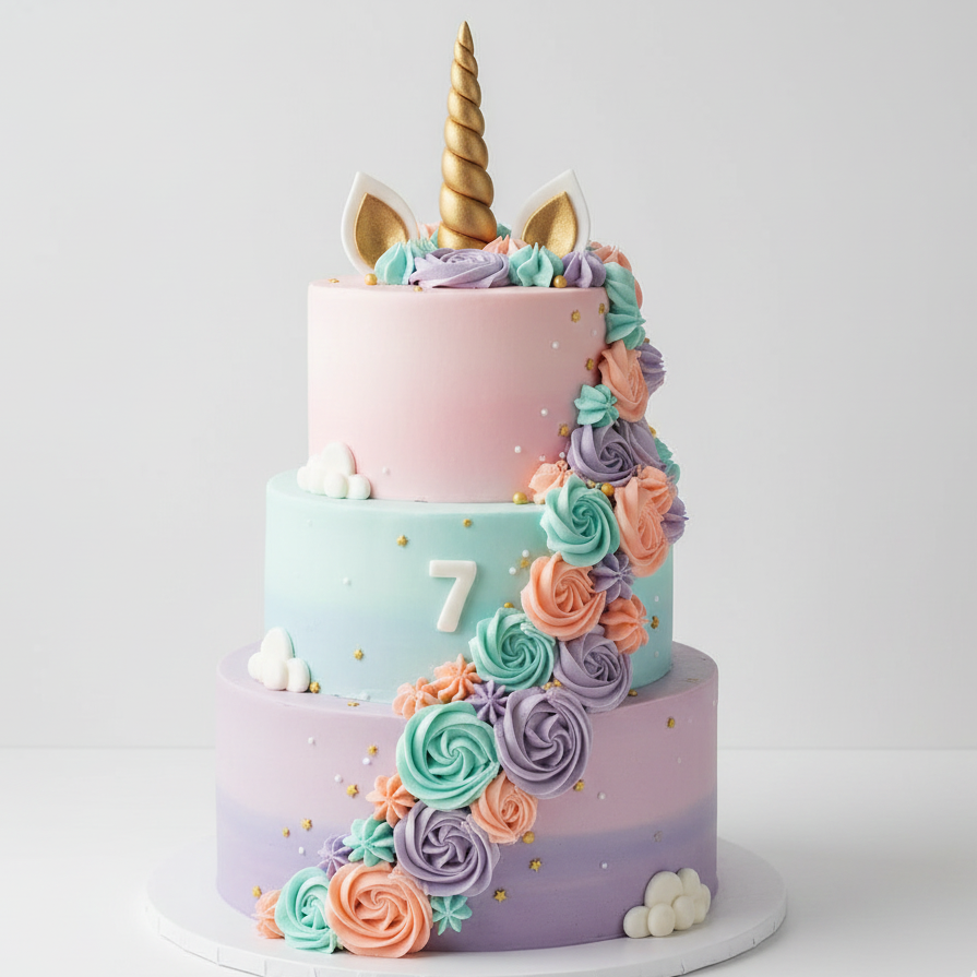 Number Seven Unicorn Cake