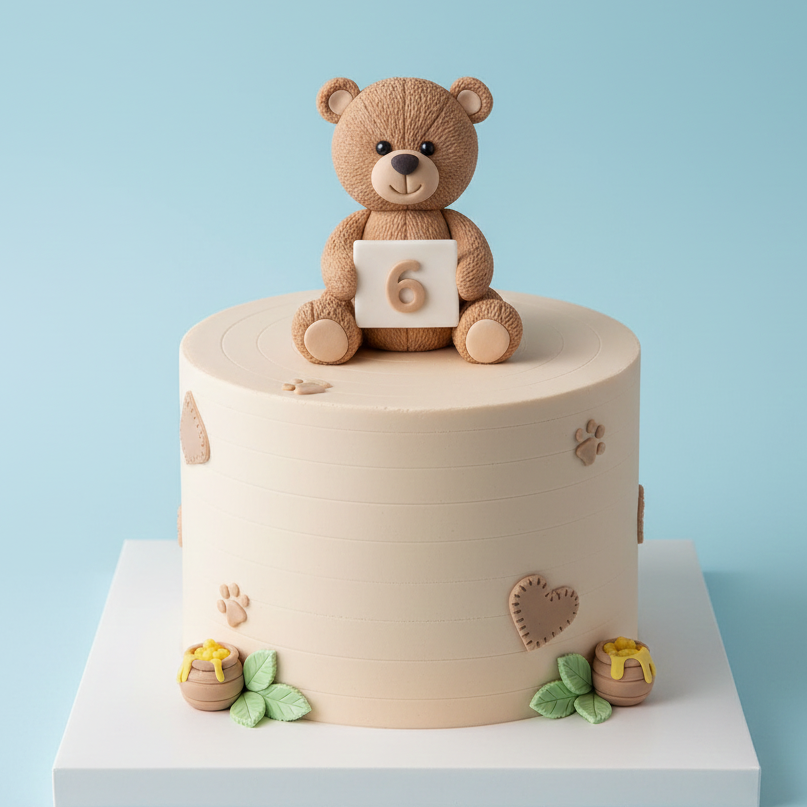 Number Six Bear Cake