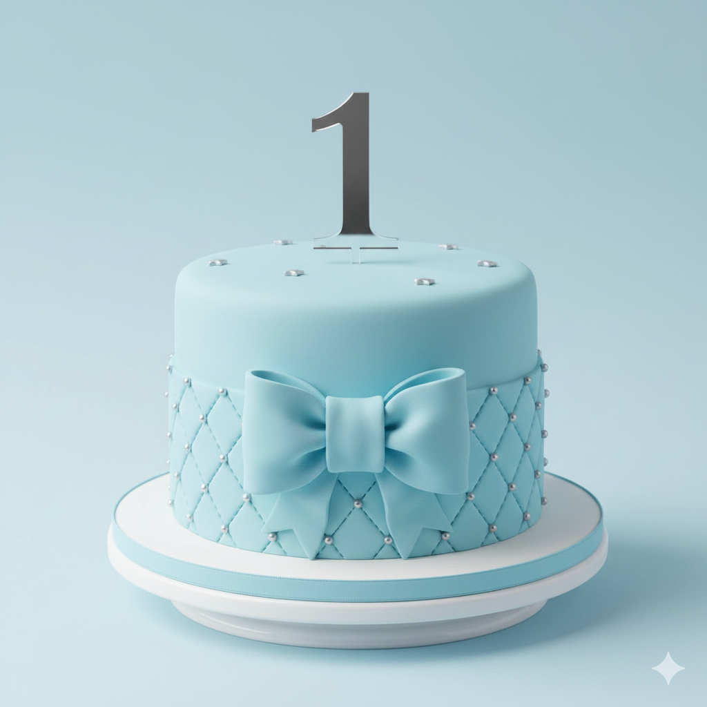 One Blue Bow Cake