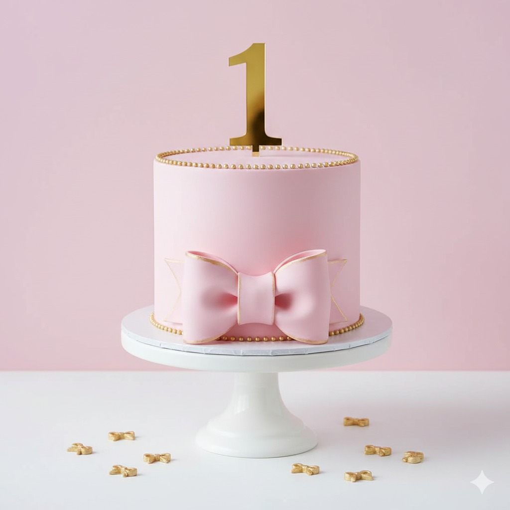 One Pink Bow Cake
