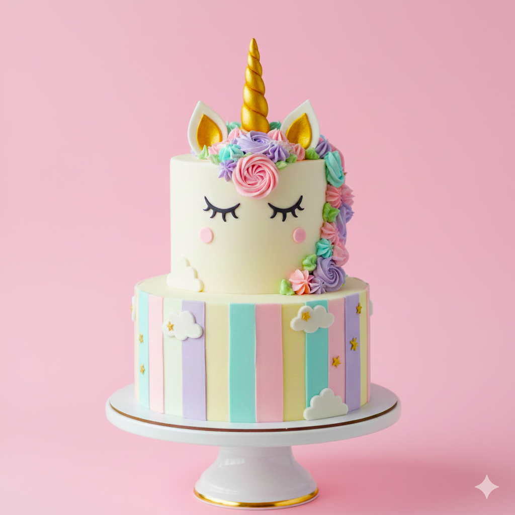 Pastel Rainbow Unicorn Cake