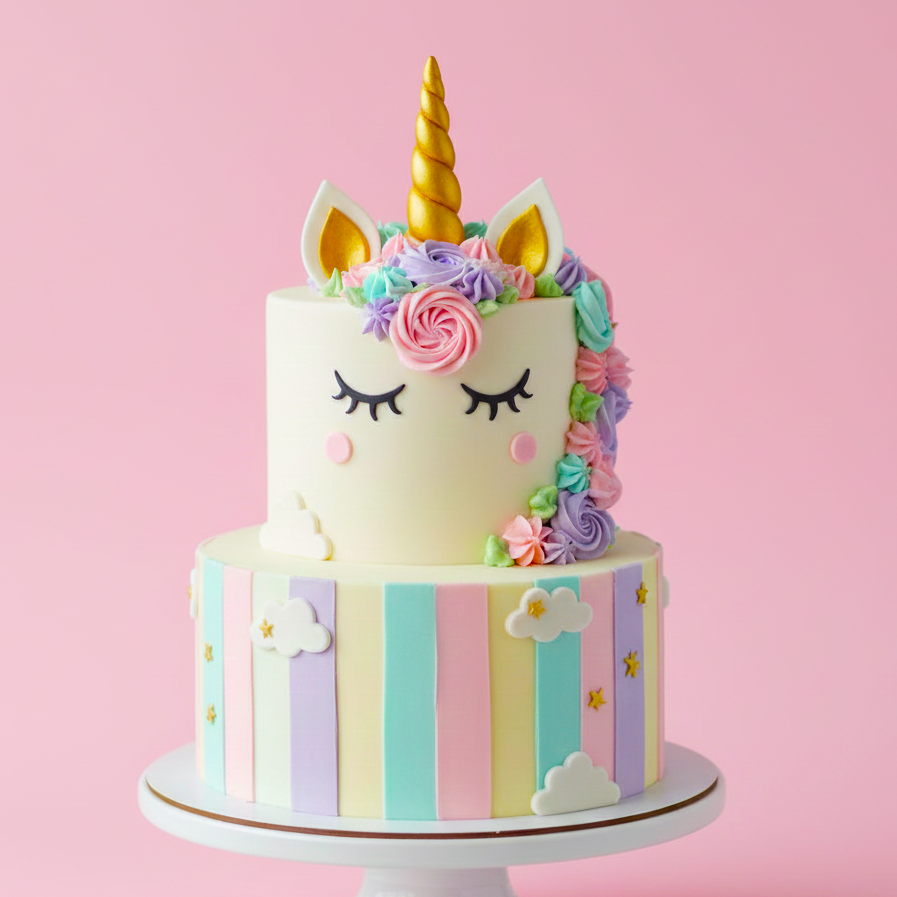 Pastel Rainbow Unicorn Cake