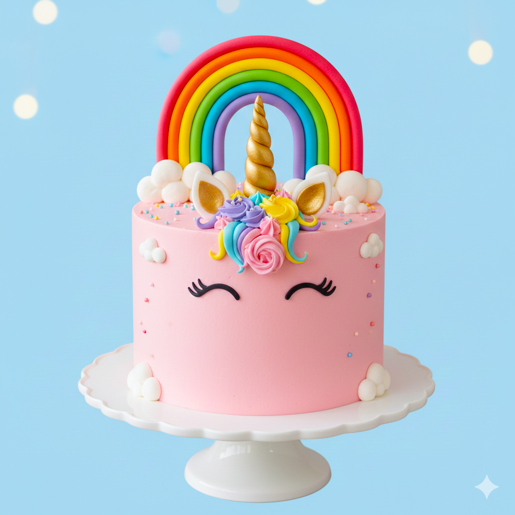 Pink Rainbow Unicorn Cake