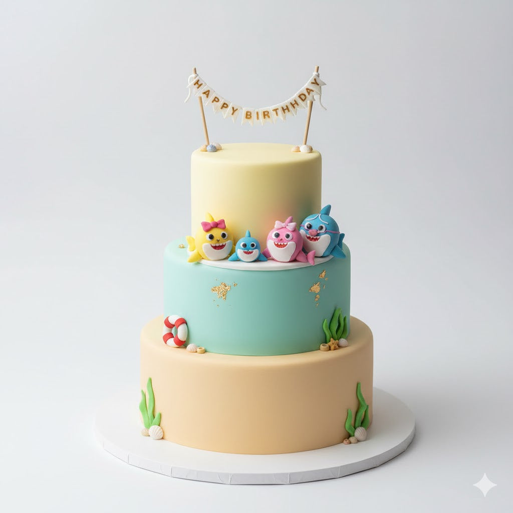 Shark Family Celebration Cake