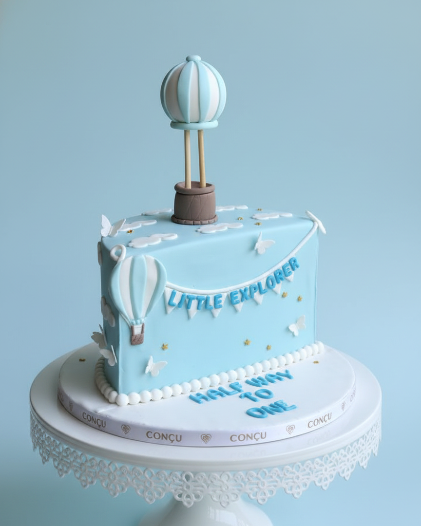 Sky Blue Half Birthday Fantasy Cake