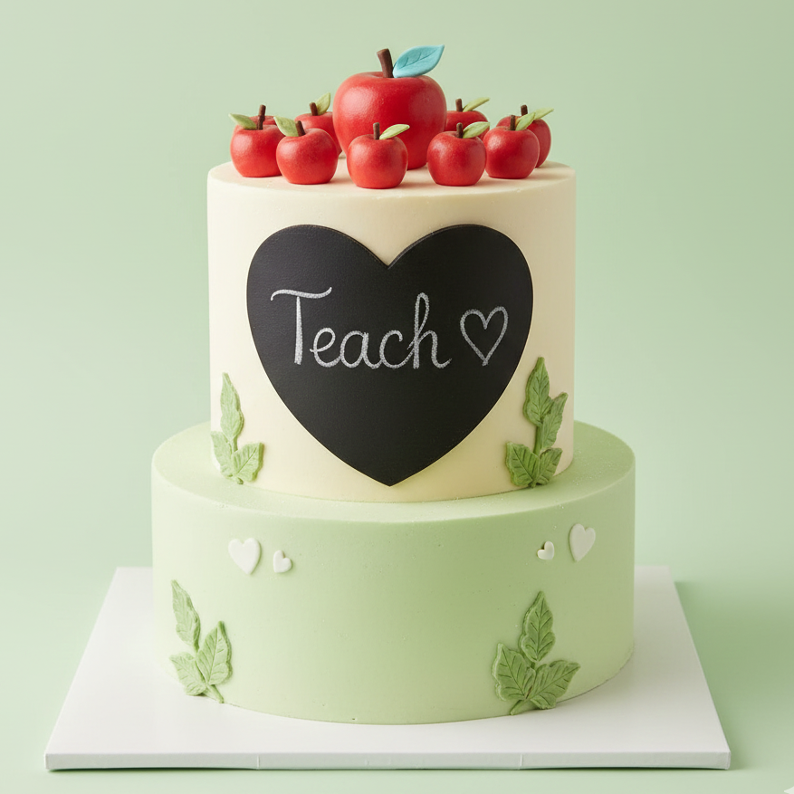 Teacher Apple Chalk Heart Cake
