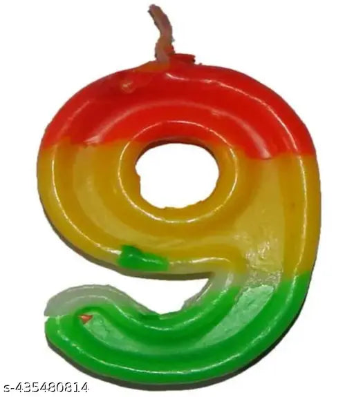 Multi Colour No.9 Candle For Birthday, Marriage Anniversary, Babyshower, new Year,Christmas, Valentine