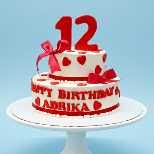 Red Love Number Celebration Cake
