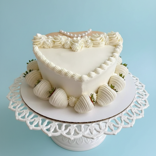 Elegant White Heart Delight Cake