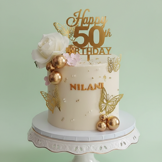Golden Butterfly 50 Cake