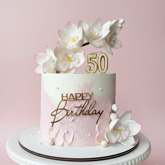 Floral Blush Birthday 50 Cake
