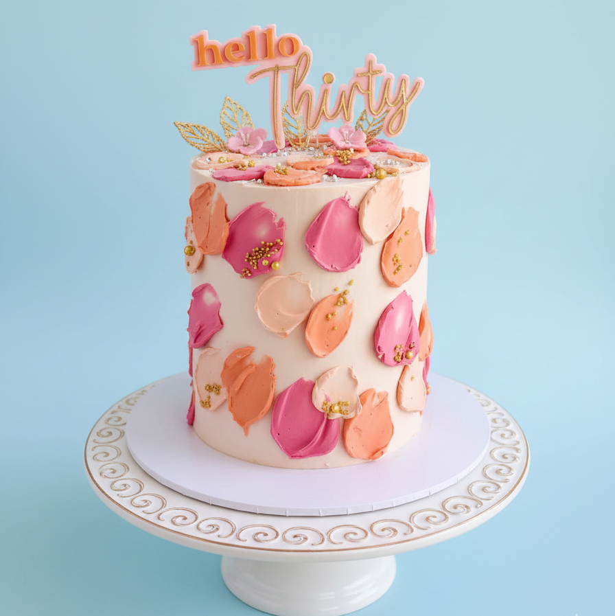 Hello Thirty Floral Pop Cake