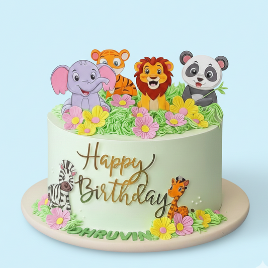 Jungle Friends Birthday Party Cake