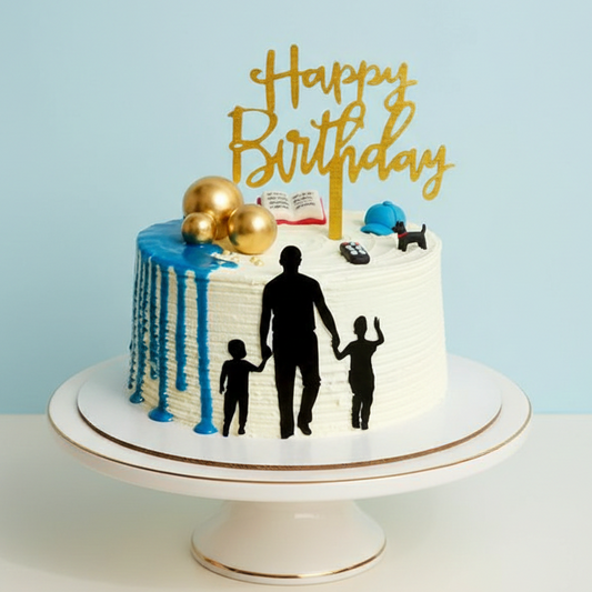 Family Silhouette Birthday Cake